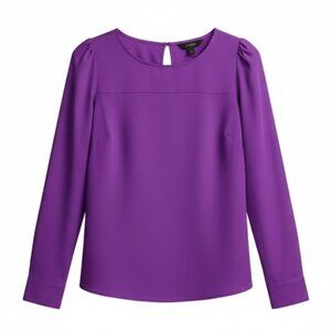 J.Crew Bright  Long Sleeve Blouse Keyhole Back Puff Shoulder Top Small